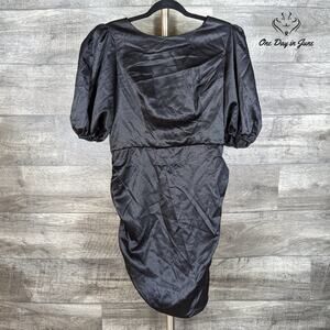 Premier Amour Puff Sleeve Rucjed Back Dress Size 12